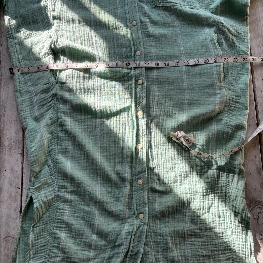 Universal Thread | Green Striped Cotton Button-Do… - image 4